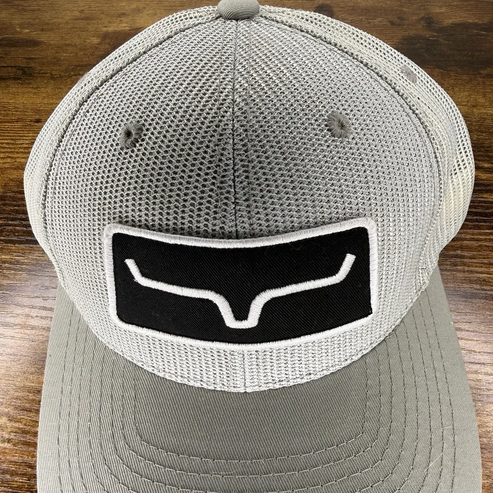 Kimes Ranch Trucker Snapback Hat Gray Black Longhorn Logo Western Cap